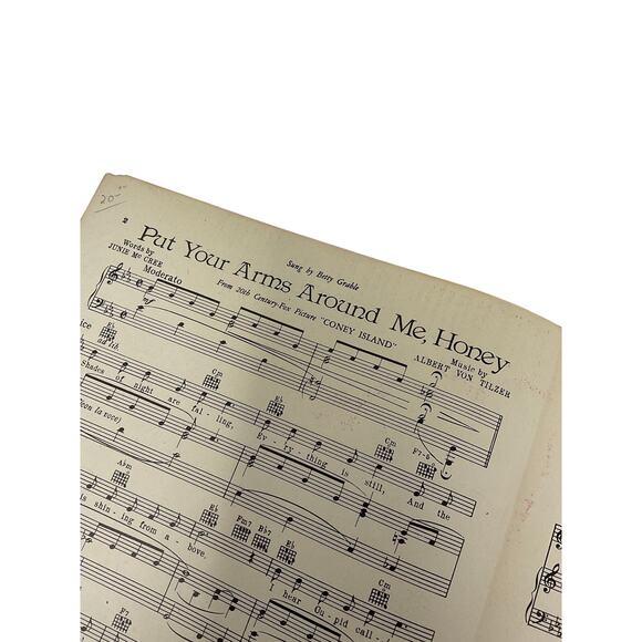 Put Your Arms Around Me Honey Sheet Music Coney Island Betty Grable - Picture 3 of 5